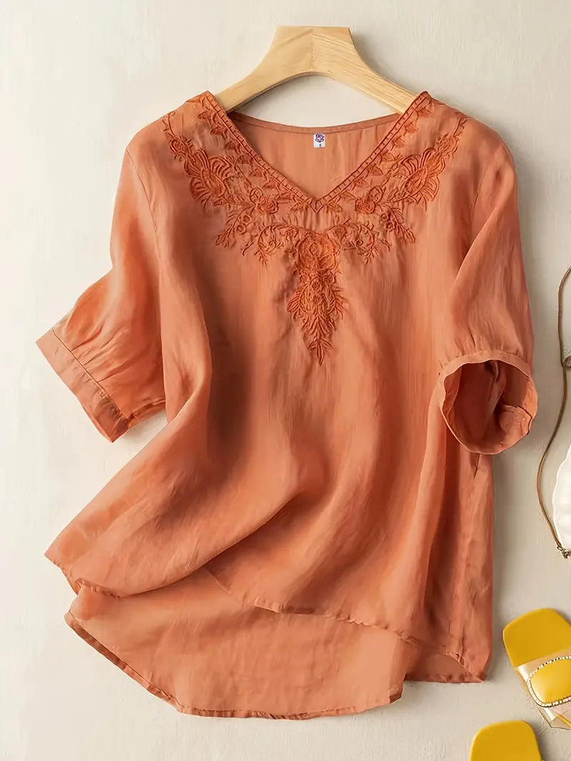 Light Orange Elegance Layered cotton top