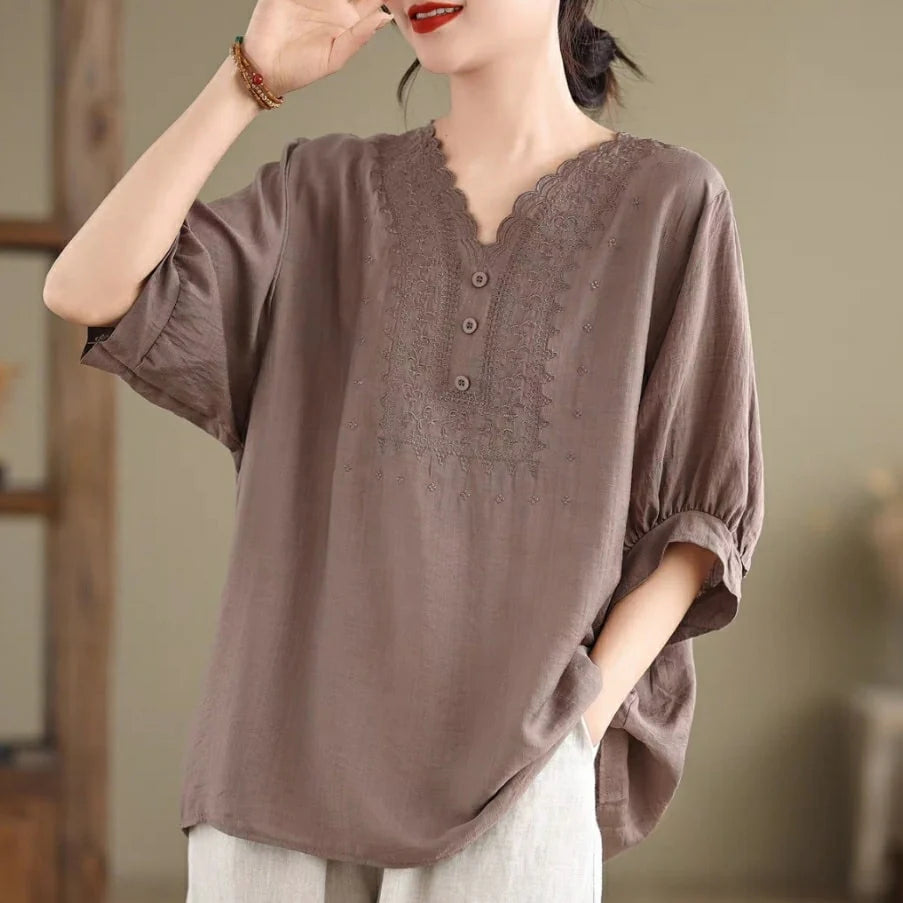 EMBROIDERY STYLIISH NECK TOP