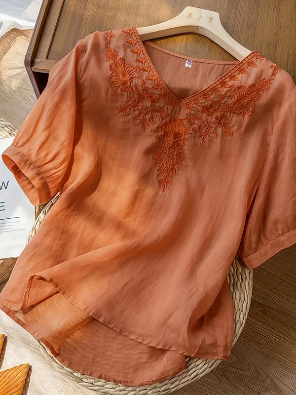 Light Orange Elegance Layered cotton top