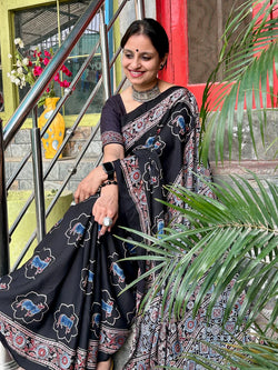 AJRAKH MODAL SILK SAREE