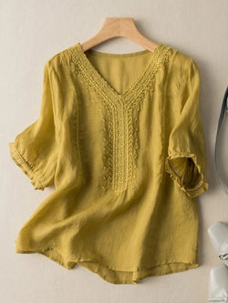 Graceful Lace Overlay Olive mustard coloured TOP