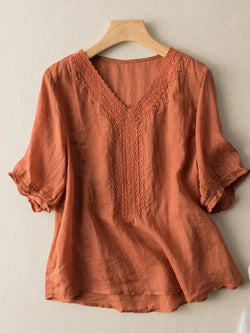 Graceful Lace Overlay Clay orange coloured TOP