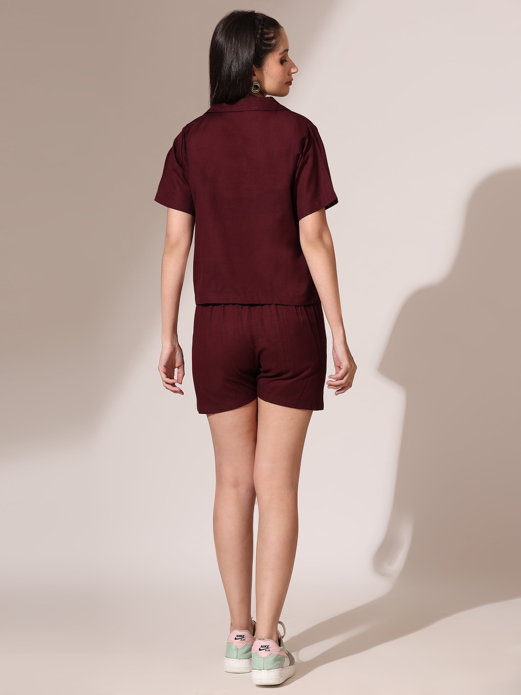 Mulberry Wine Co-ord Set Shorts & Top