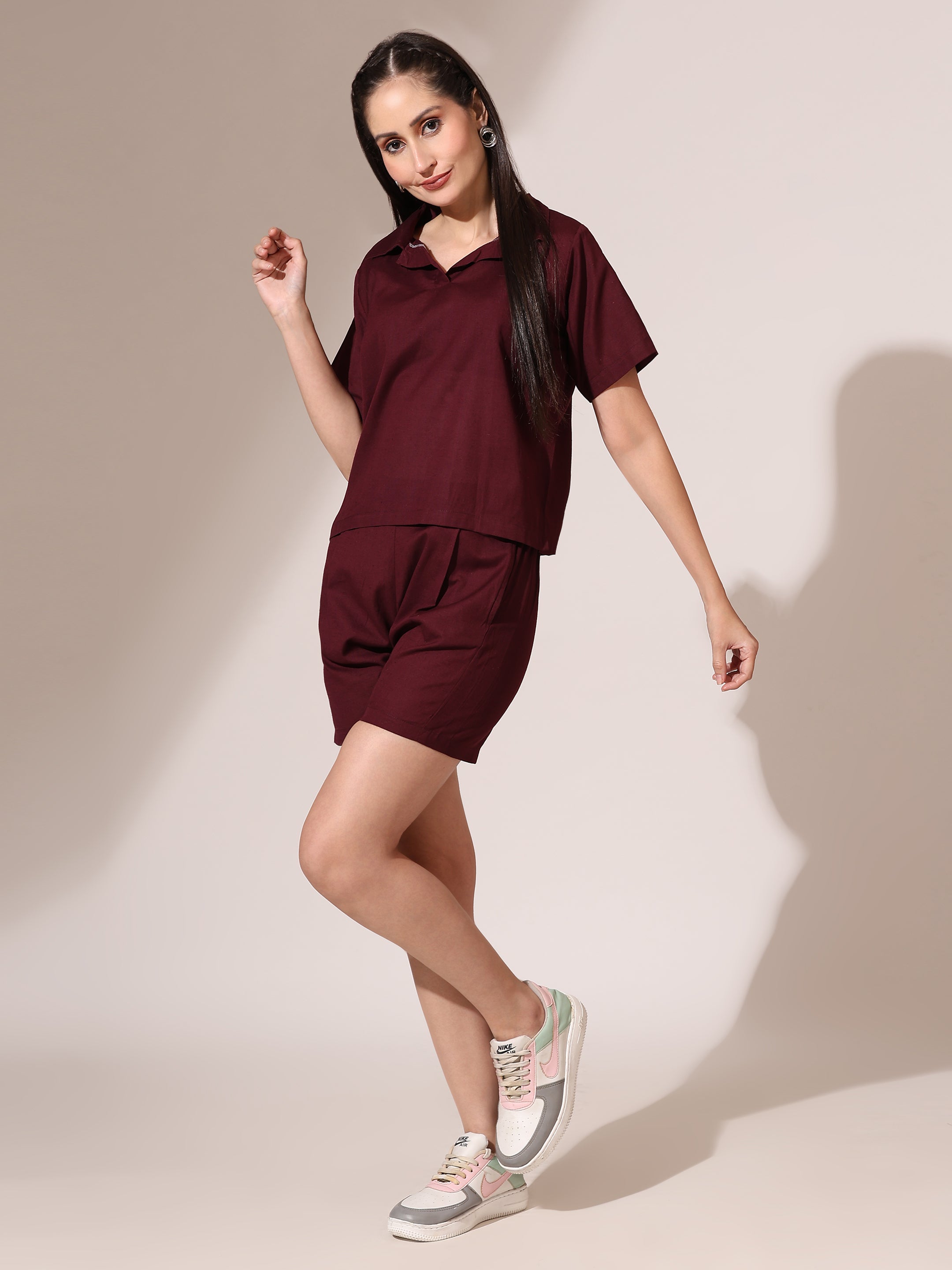 Mulberry Wine Co-ord Set Shorts & Top