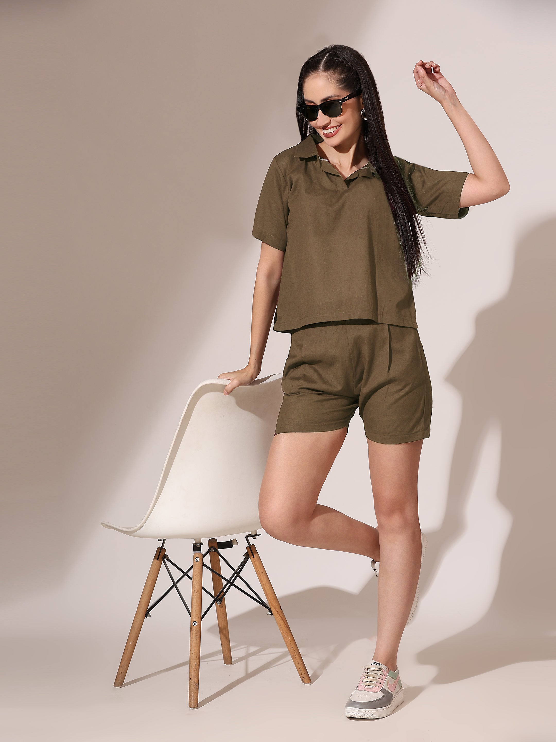 Sage Brown Co-ord Set Shorts & Top