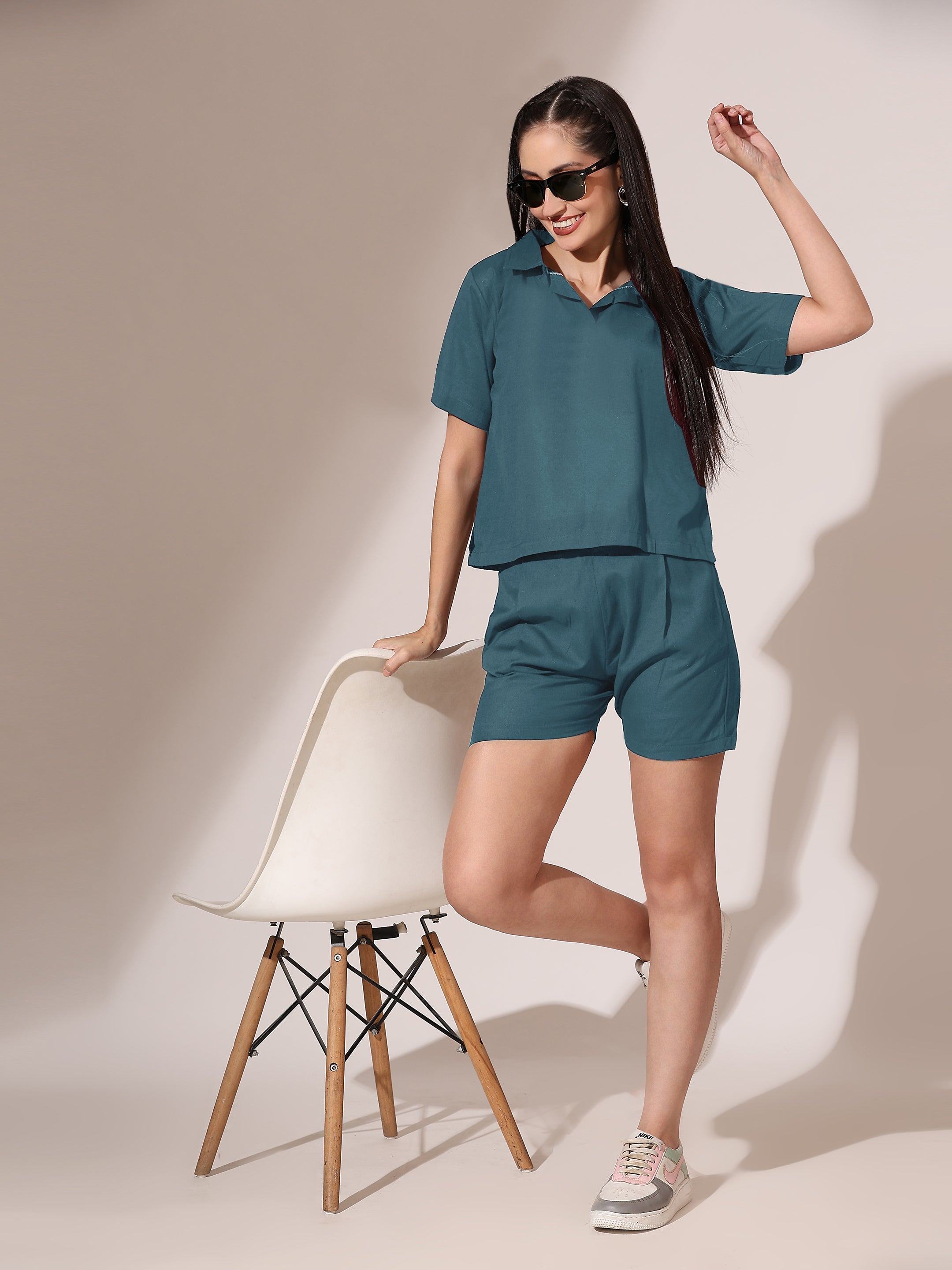 Kashmiri Blue Co-ord Set Shorts & Top