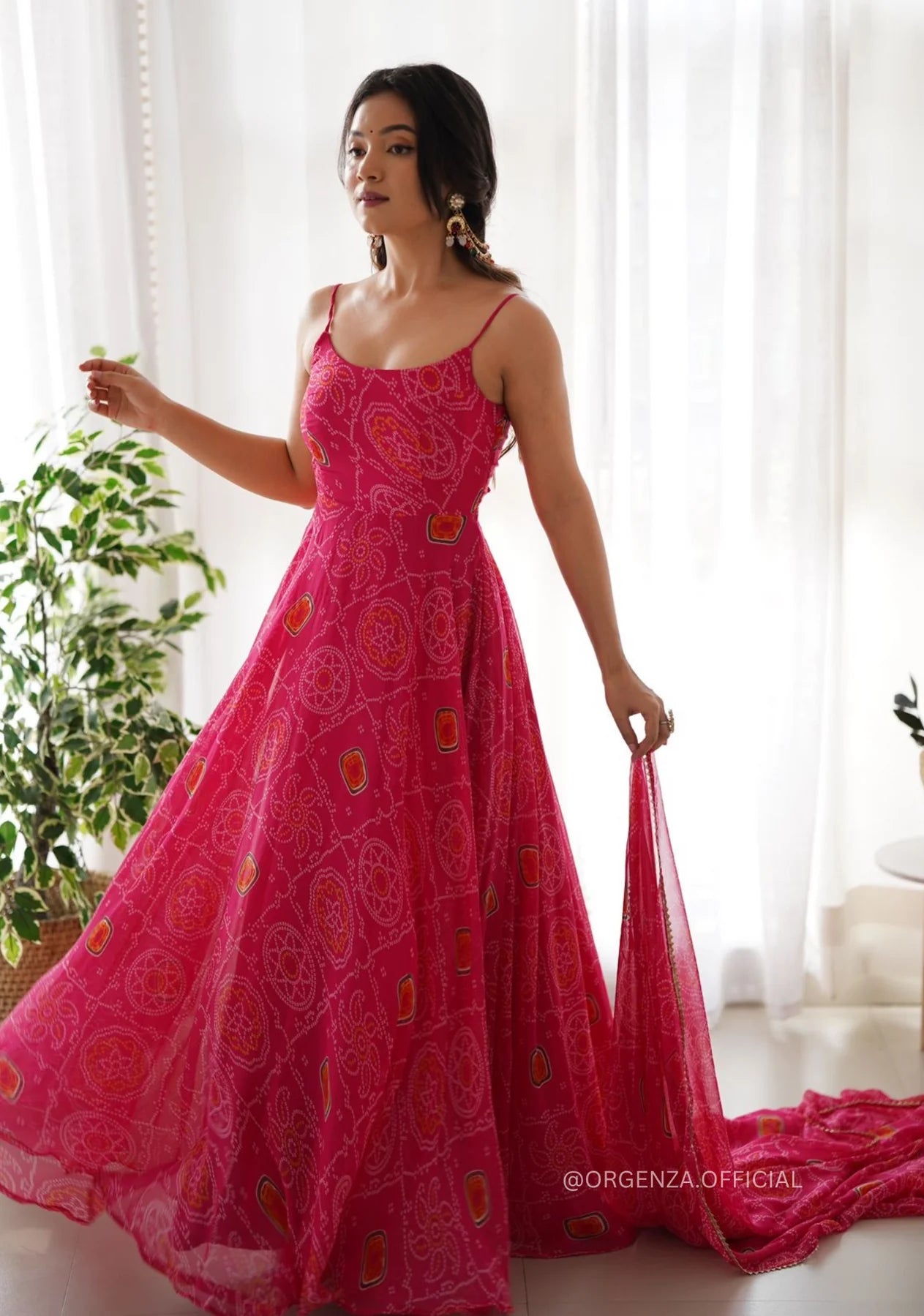 Pure Chiffon Bandhani Gown