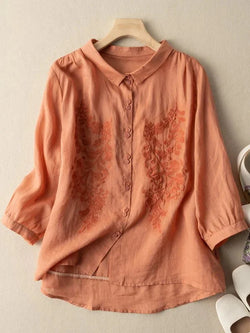 Tangerine Bloom Top with cotton fabric