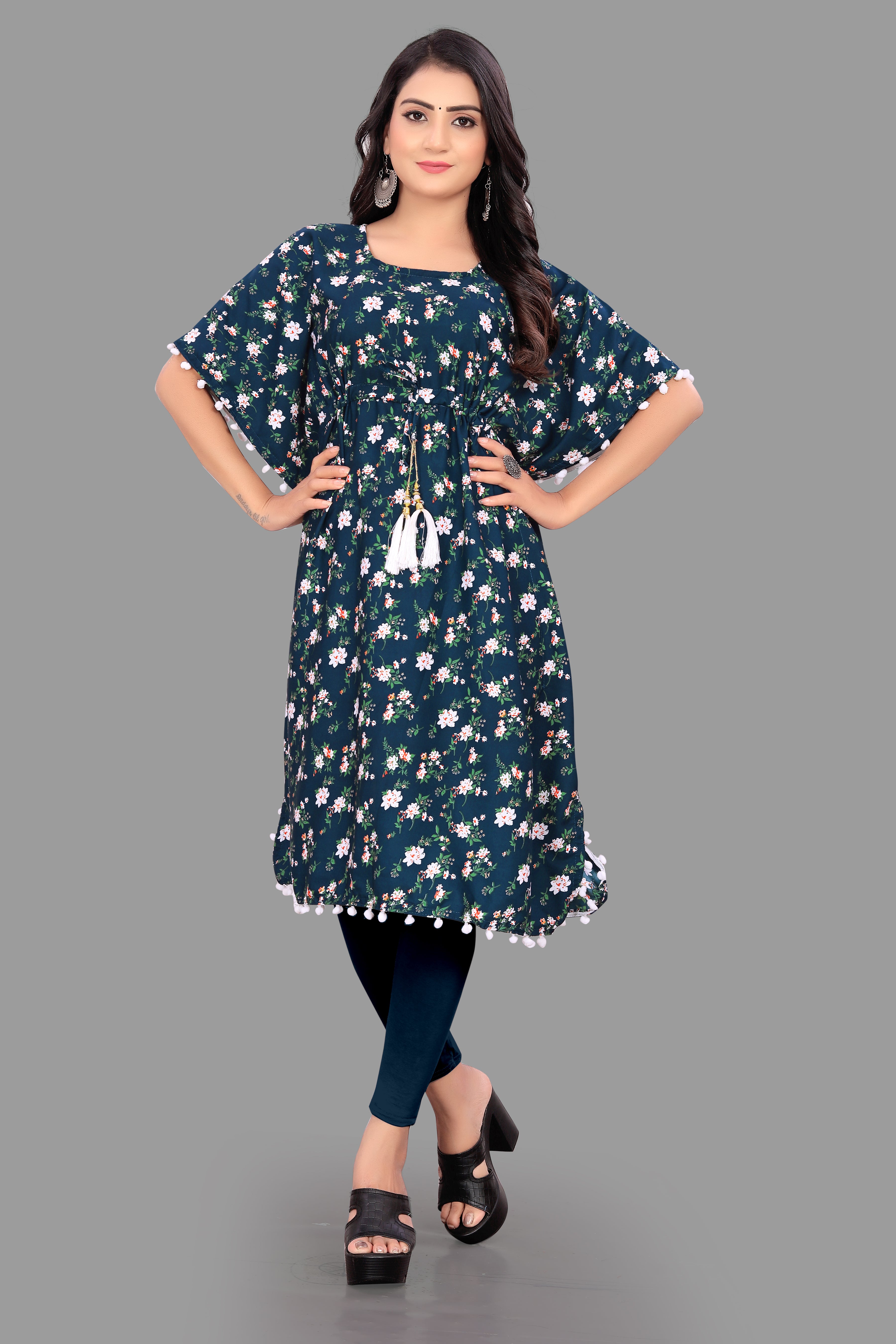 WOMEN PRINTED COTTON RAYON KAFTAN KURTA