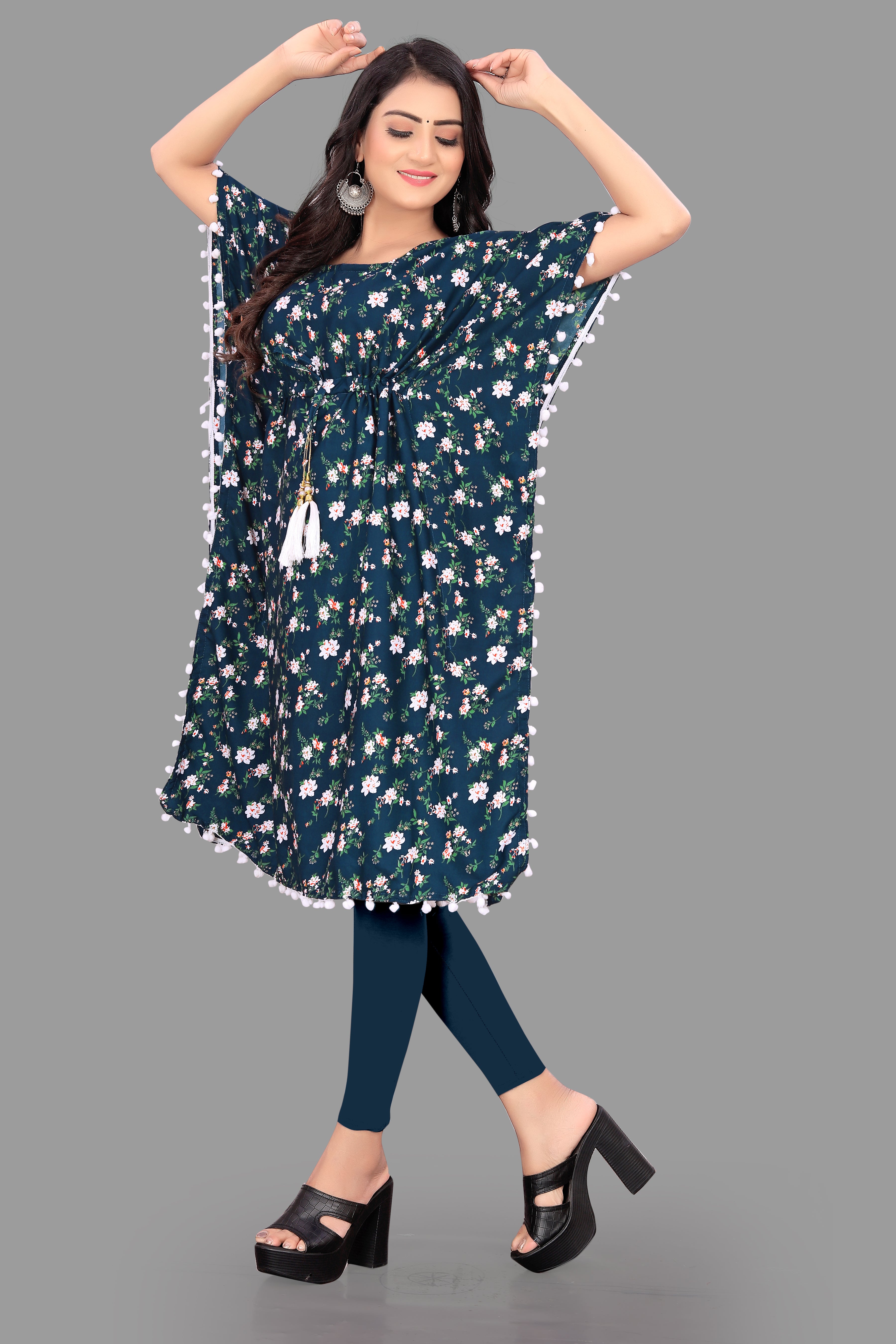 WOMEN PRINTED COTTON RAYON KAFTAN KURTA