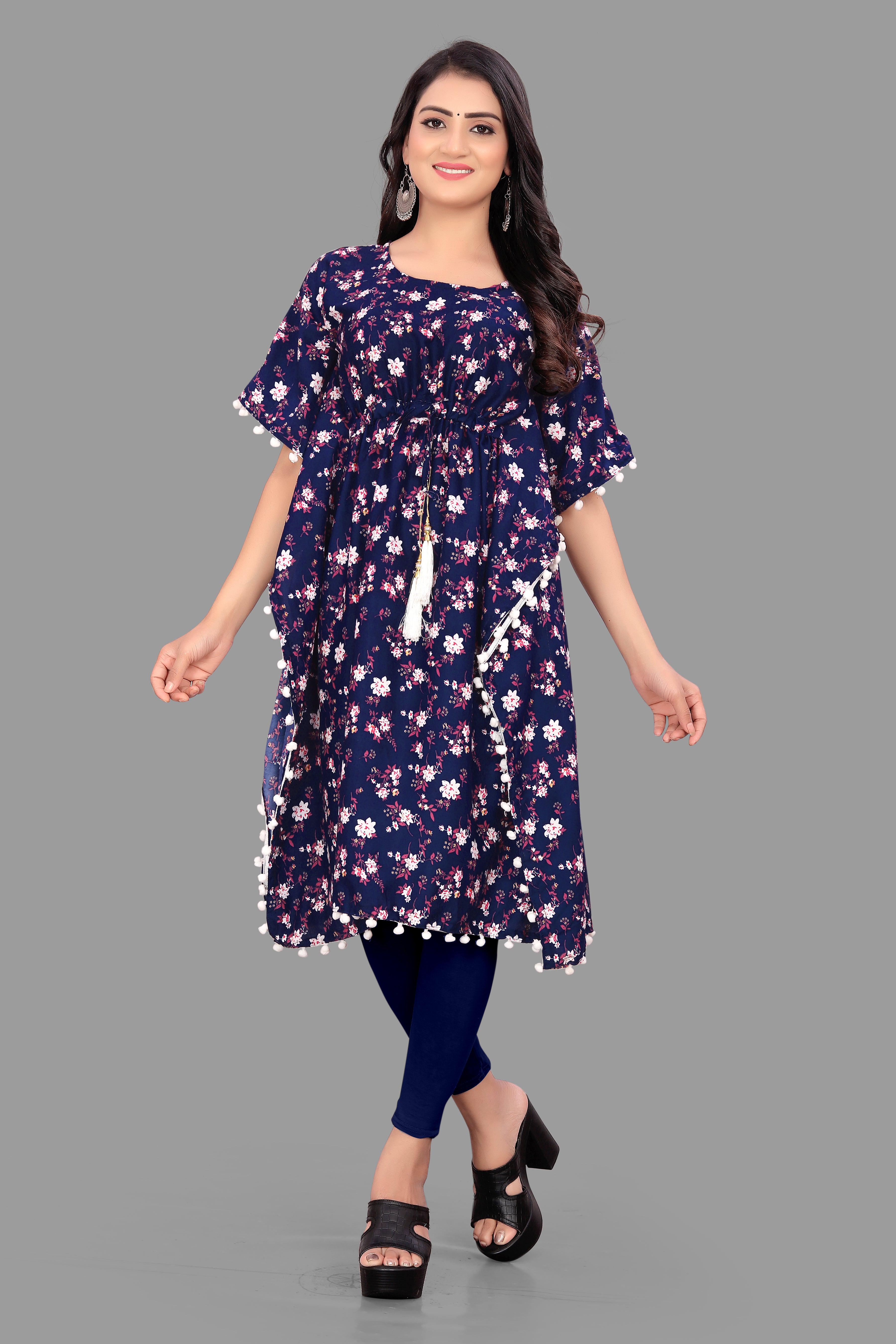 WOMEN PRINTED COTTON RAYON KAFTAN KURTA