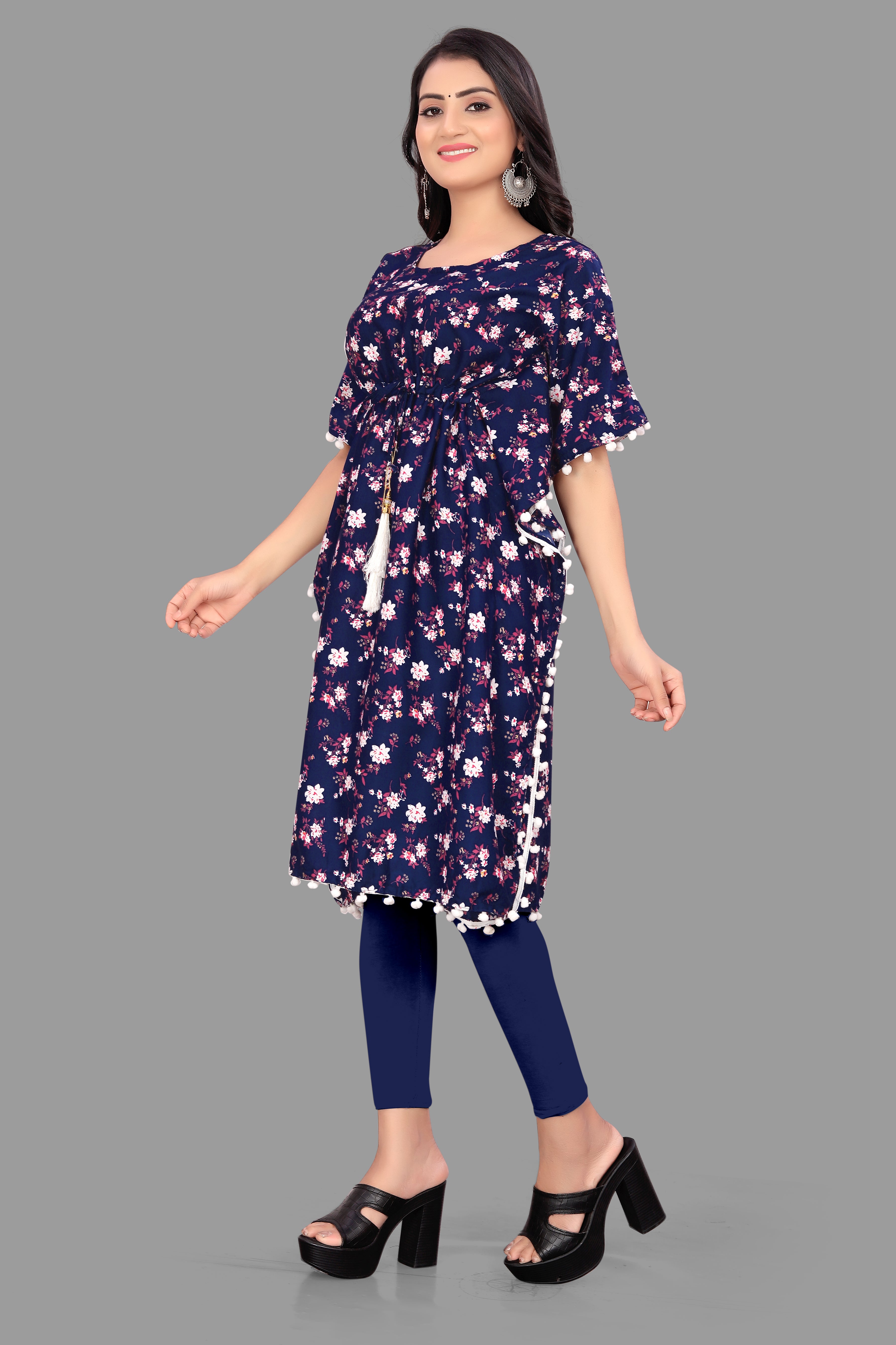 WOMEN PRINTED COTTON RAYON KAFTAN KURTA