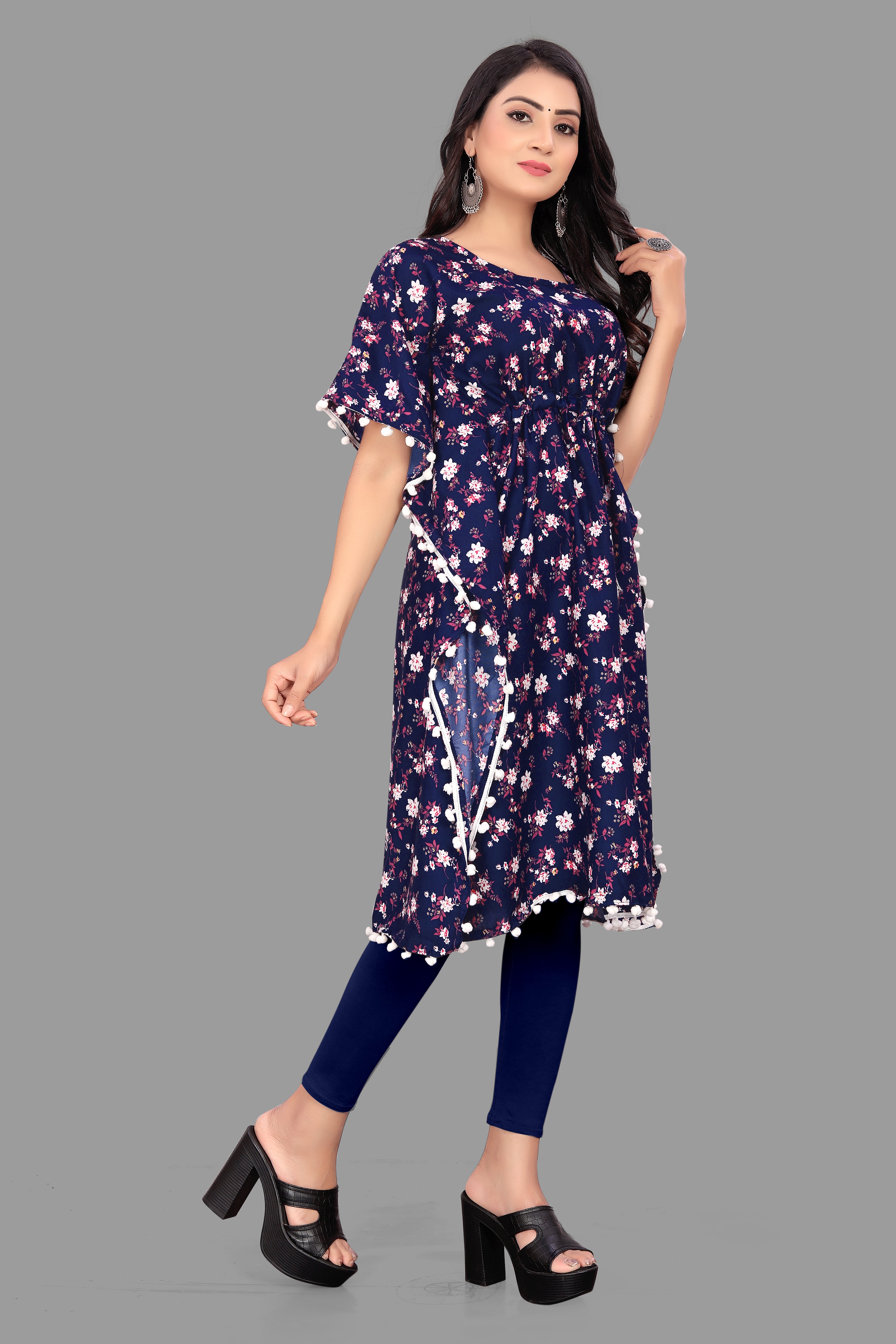 WOMEN PRINTED COTTON RAYON KAFTAN KURTA