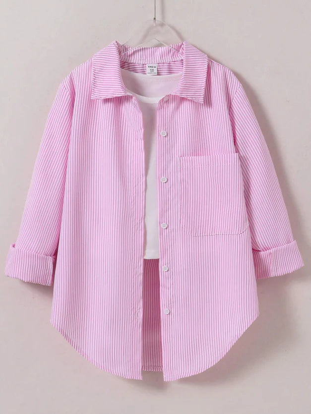 Girls Striped Sun Protection Shirt Korean Style Spring/Summer