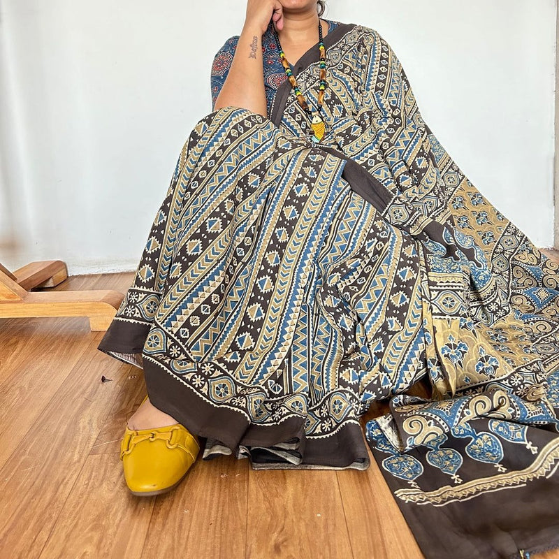 AJRAKH MODAL SILK SAREE