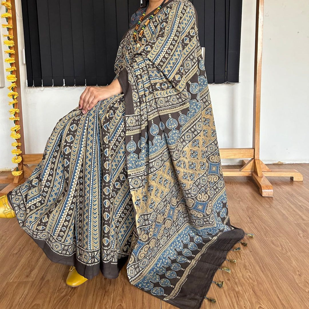 AJRAKH MODAL SILK SAREE