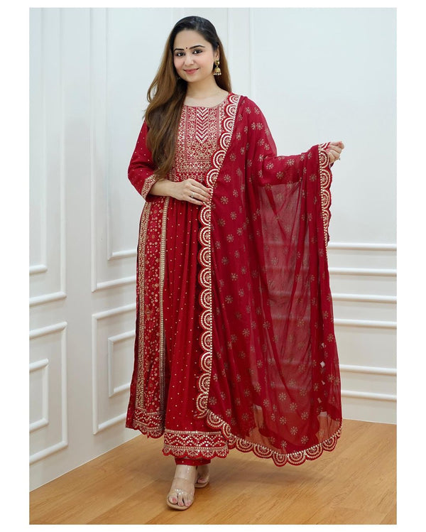 Women Pant Suit Kameez Kurta Suit Rayon Cotton Kurta Pant Dupatta Dress Gown