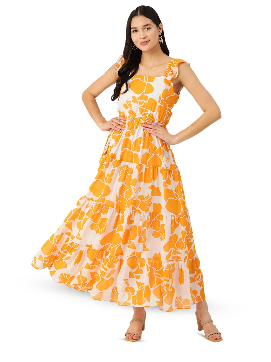 Yellow & White Floral and Fit Dress