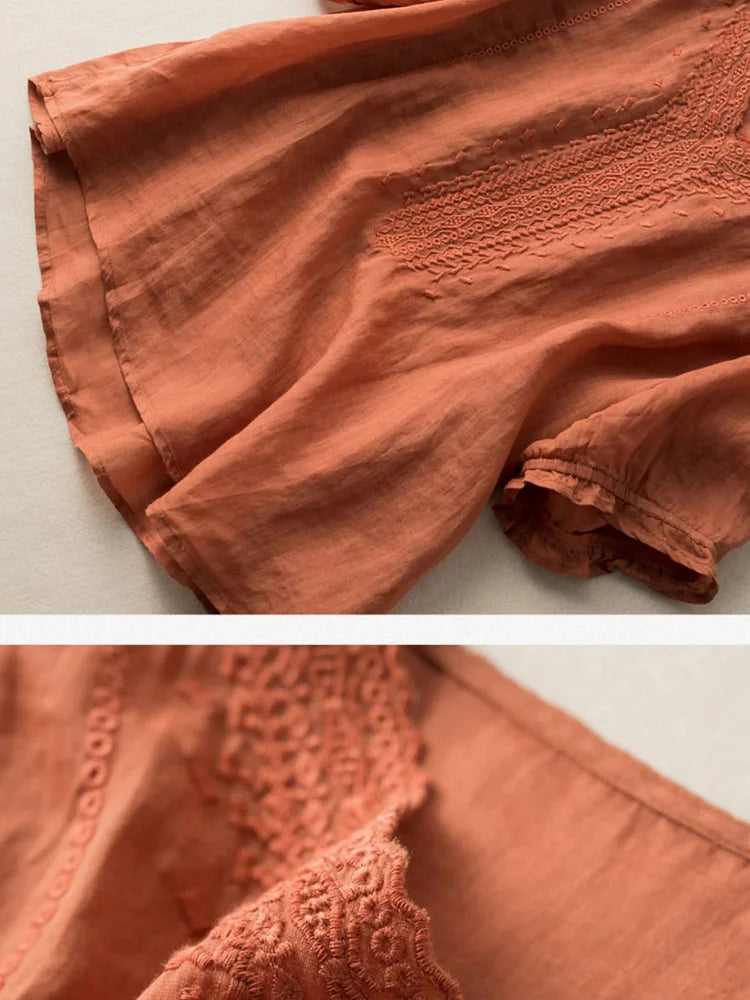 Graceful Lace Overlay Clay orange coloured TOP