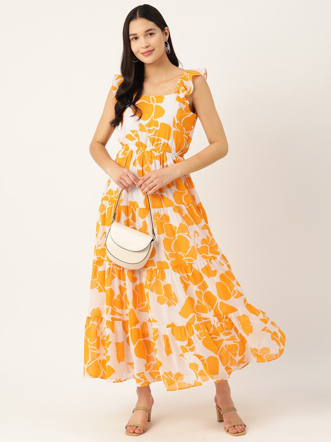 Yellow & White Floral and Fit Dress