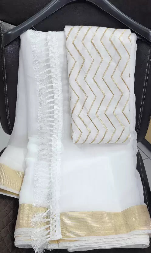 Krystle D'souza Special White Linen Designer Embroidered Saree
