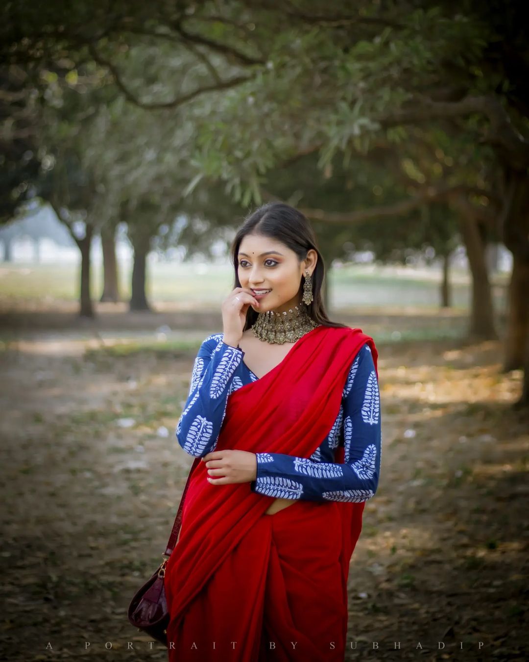Red Colour Chanderi Saree With Digital Printed Blouse