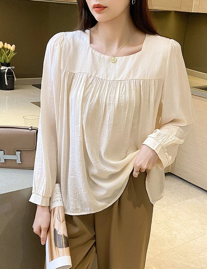 Women Korean Style Female Off White New autumn top