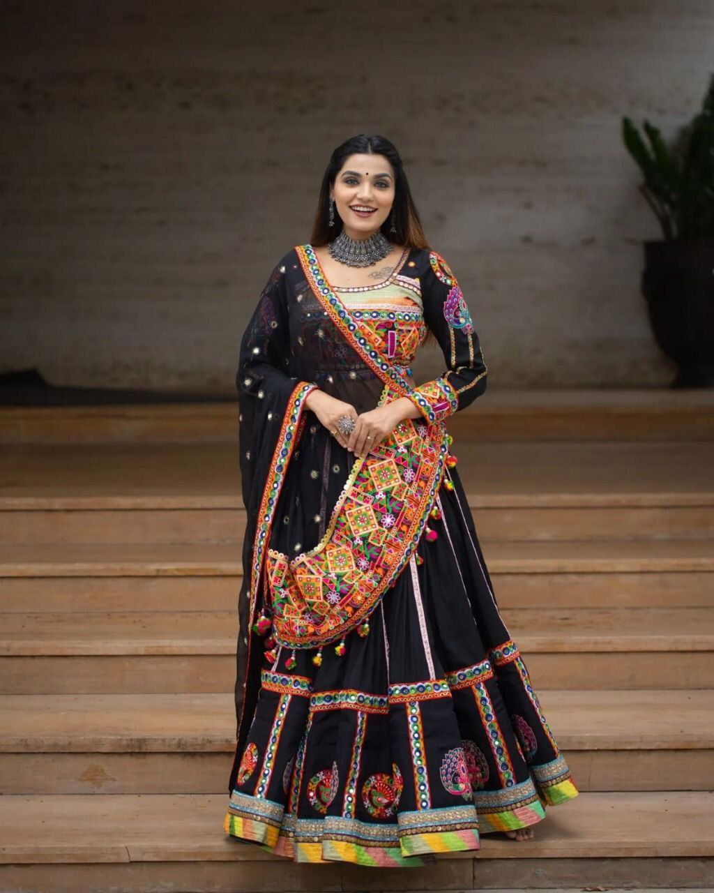 BLACK COLOR SOFT BUTTER SILK DIGITAL PRINTED LEHENGA CHOLI