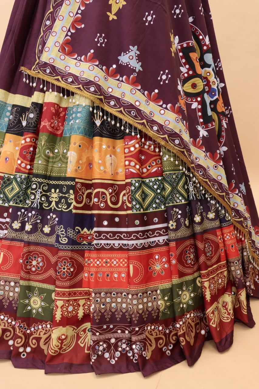 Multi Color Soft Butter Silk Digital Printed Lehenga Choli