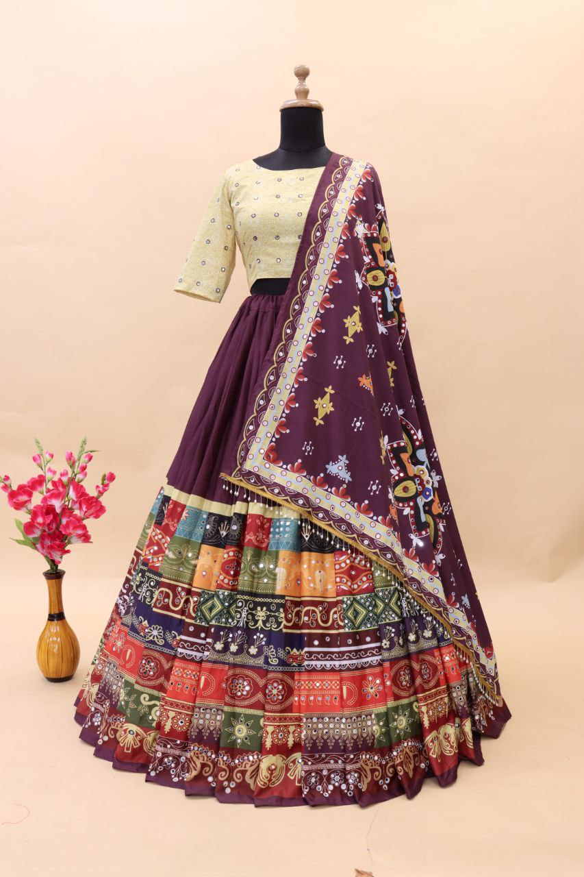 Multi Color Soft Butter Silk Digital Printed Lehenga Choli