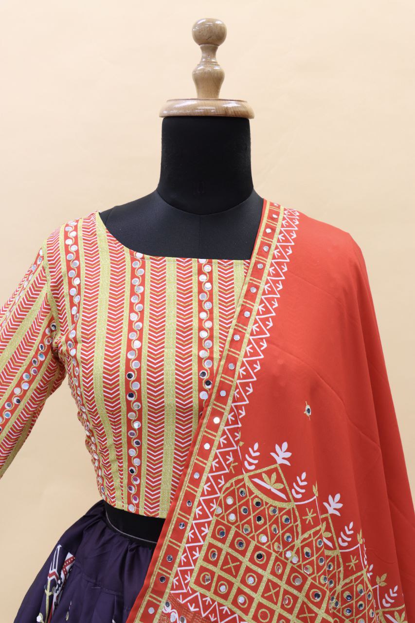Multi Color Soft Butter Silk Digital Printed Lehenga Choli