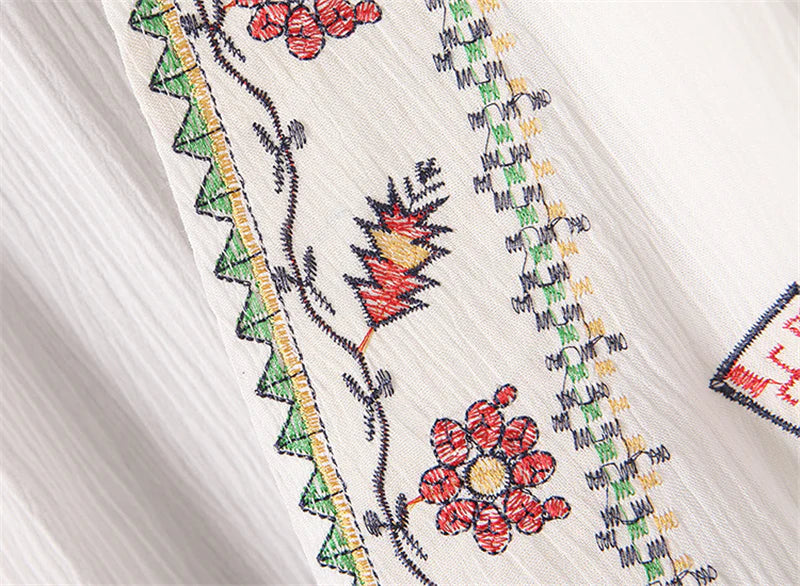 Boho Robe, Embroidery Cotton Robe, White Tassel