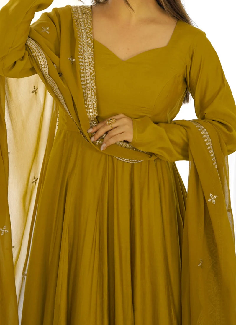 PURE CHANDERI FABRIC FULLY FLAIR ANARKALI SET