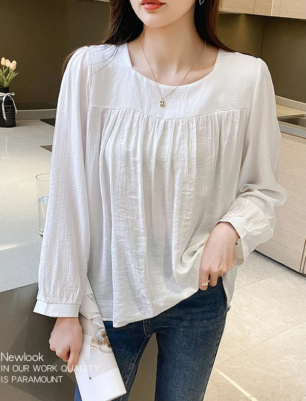 Women Korean Style Female White New autumn top