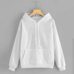 White Solid Hooded Sweatshirt