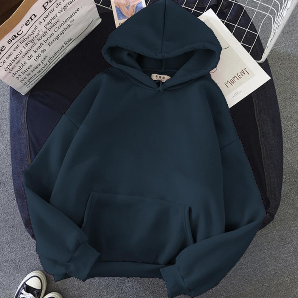 Teal Solid Hooded Sweatshirt