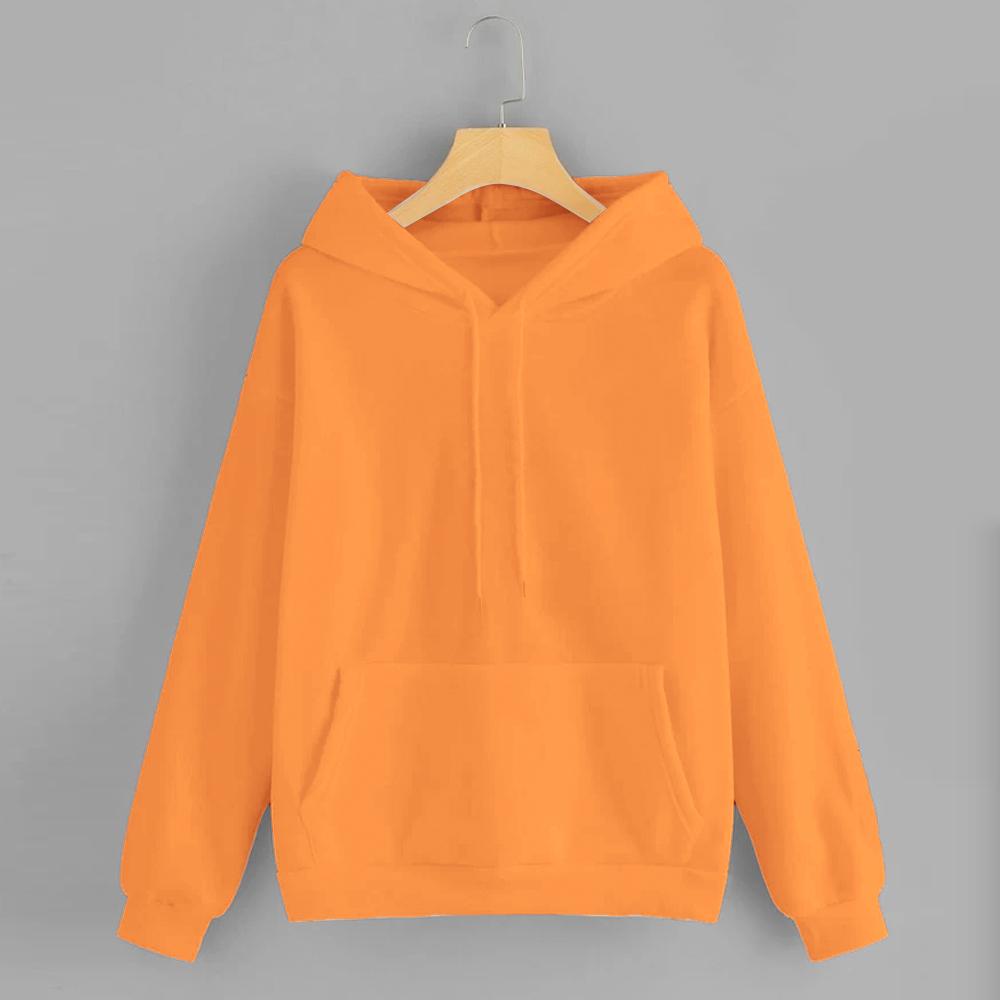 Orange Solid Hooded Sweatshirt