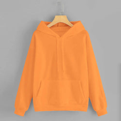 Orange Solid Hooded Sweatshirt