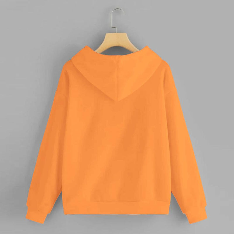 Orange Solid Hooded Sweatshirt
