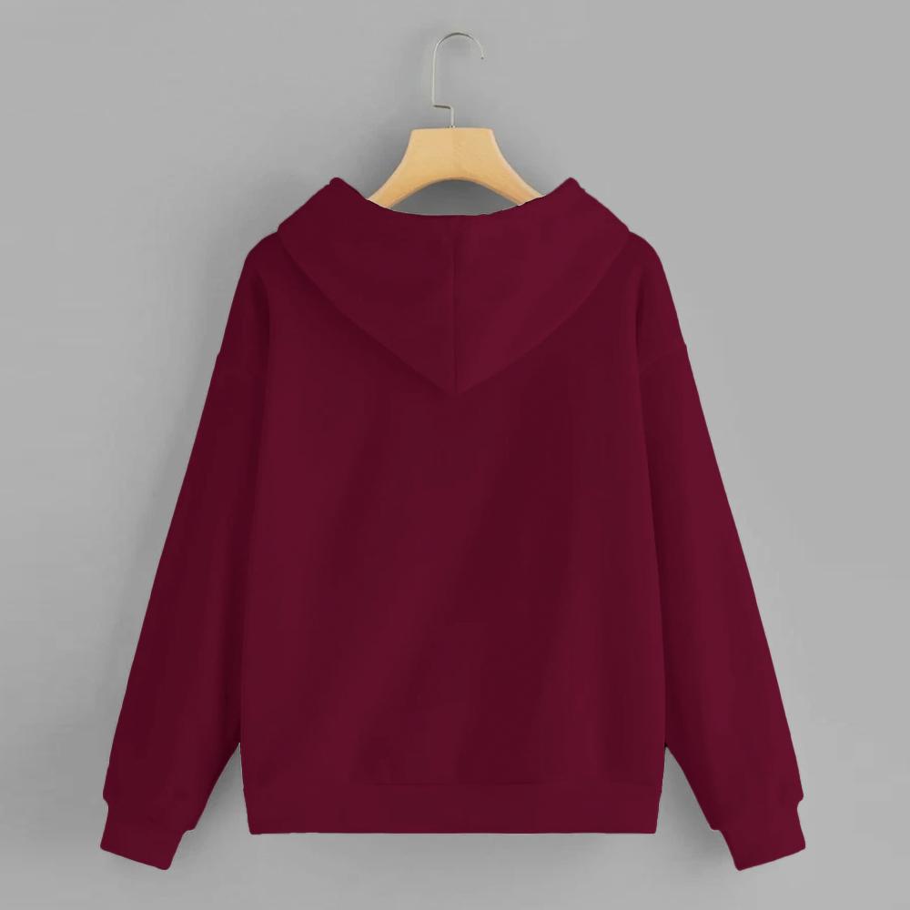 Maroon Solid Hooded Sweatshirt