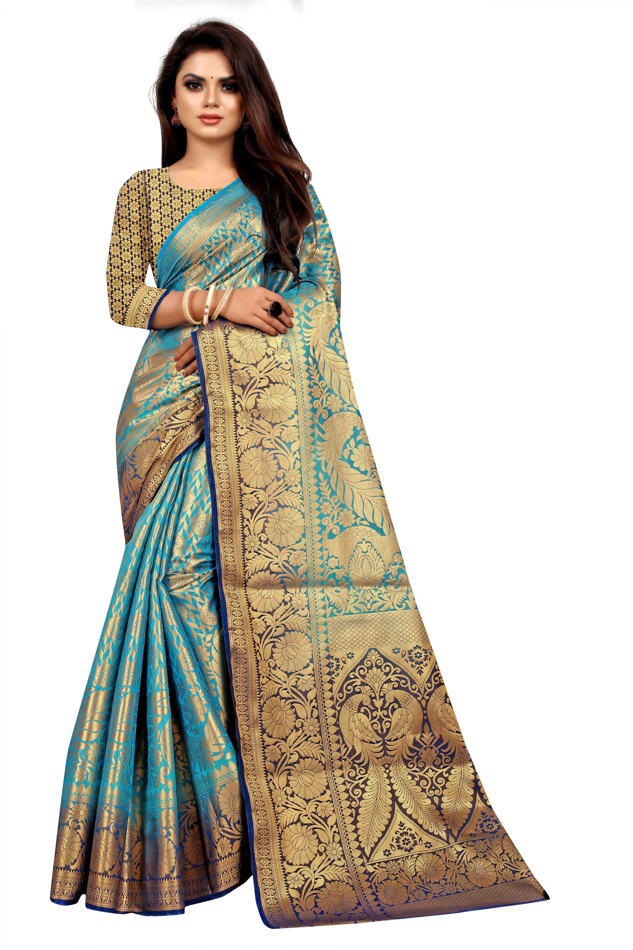 Women's Banarasi Silk Saree With Blouse Piece