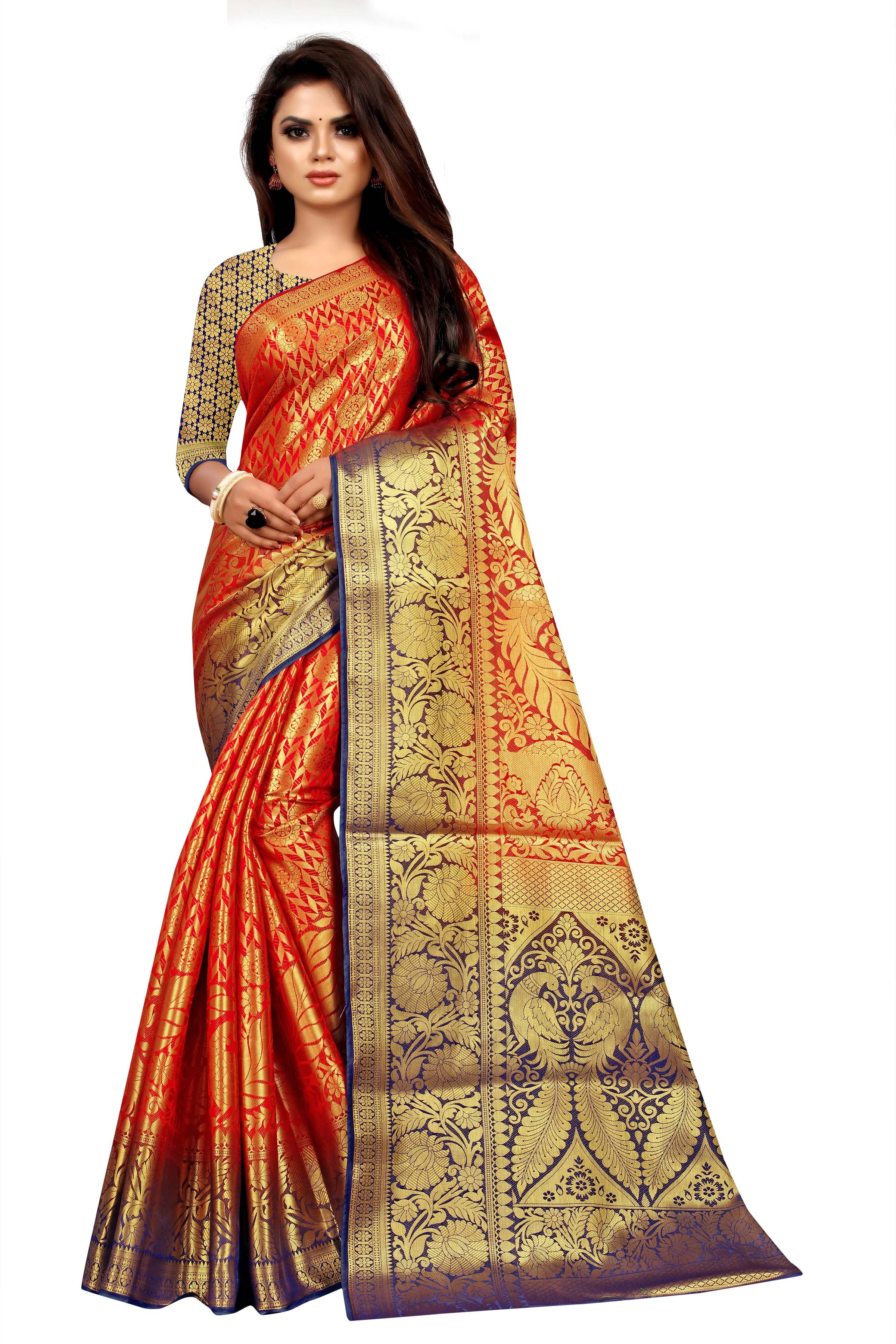 Women's Banarasi Silk Saree With Blouse Piece