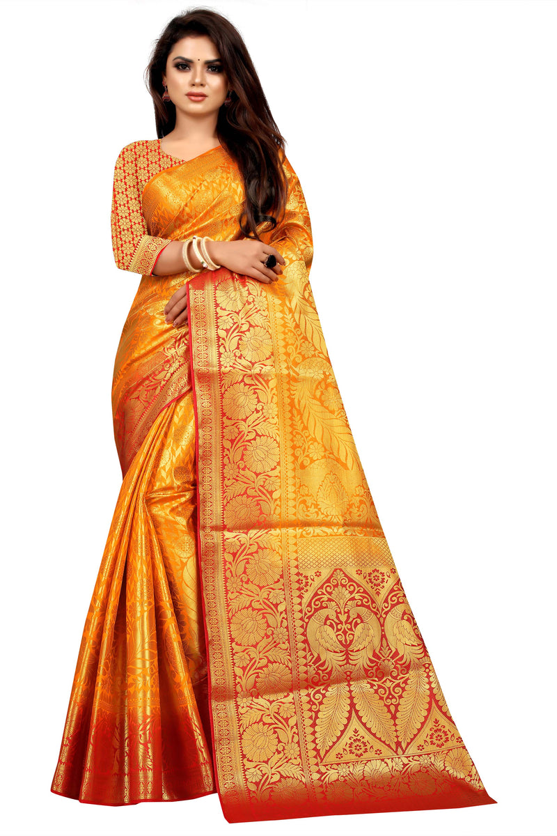 Women's Banarasi Silk Saree With Blouse Piece