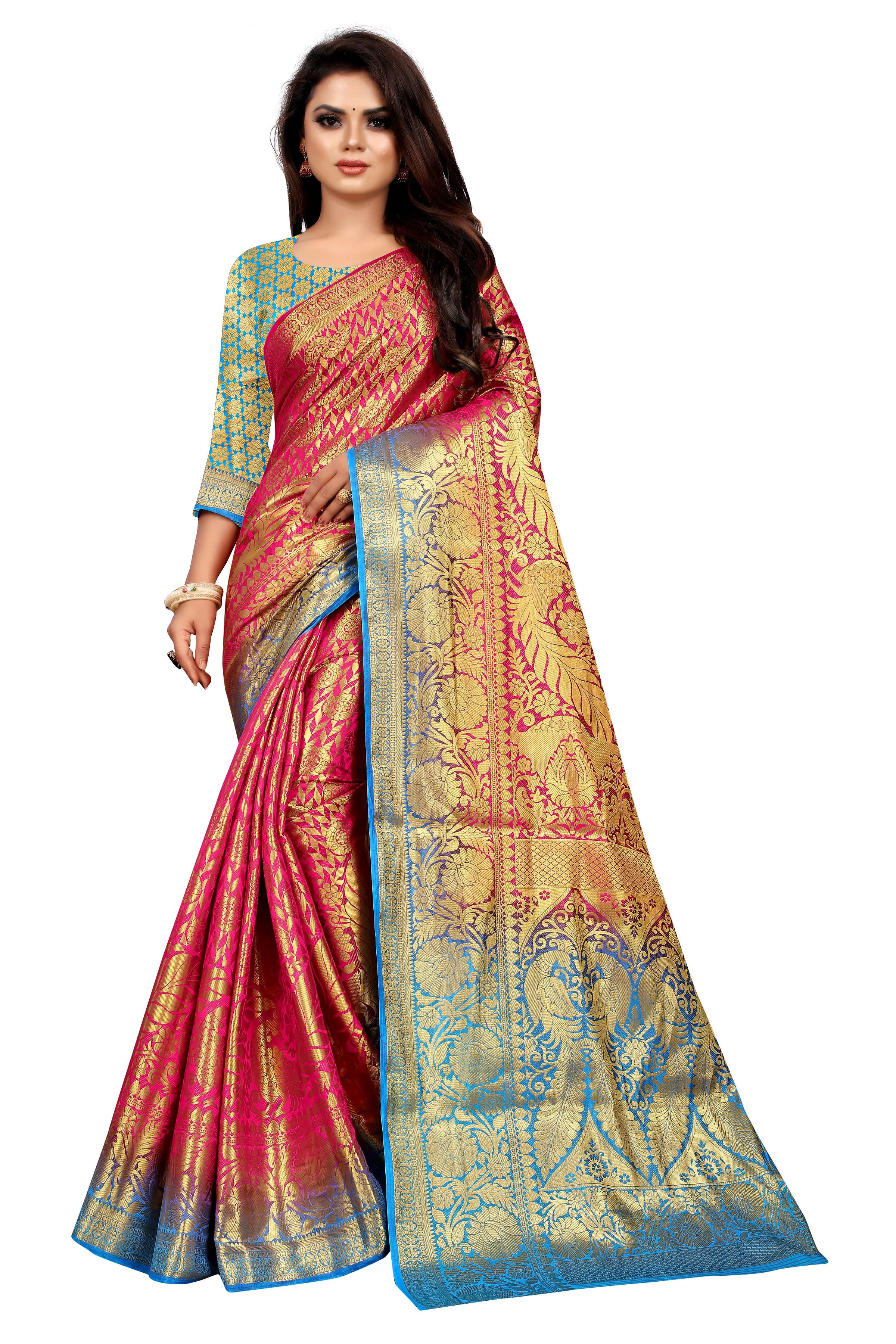 Women's Banarasi Silk Saree With Blouse Piece