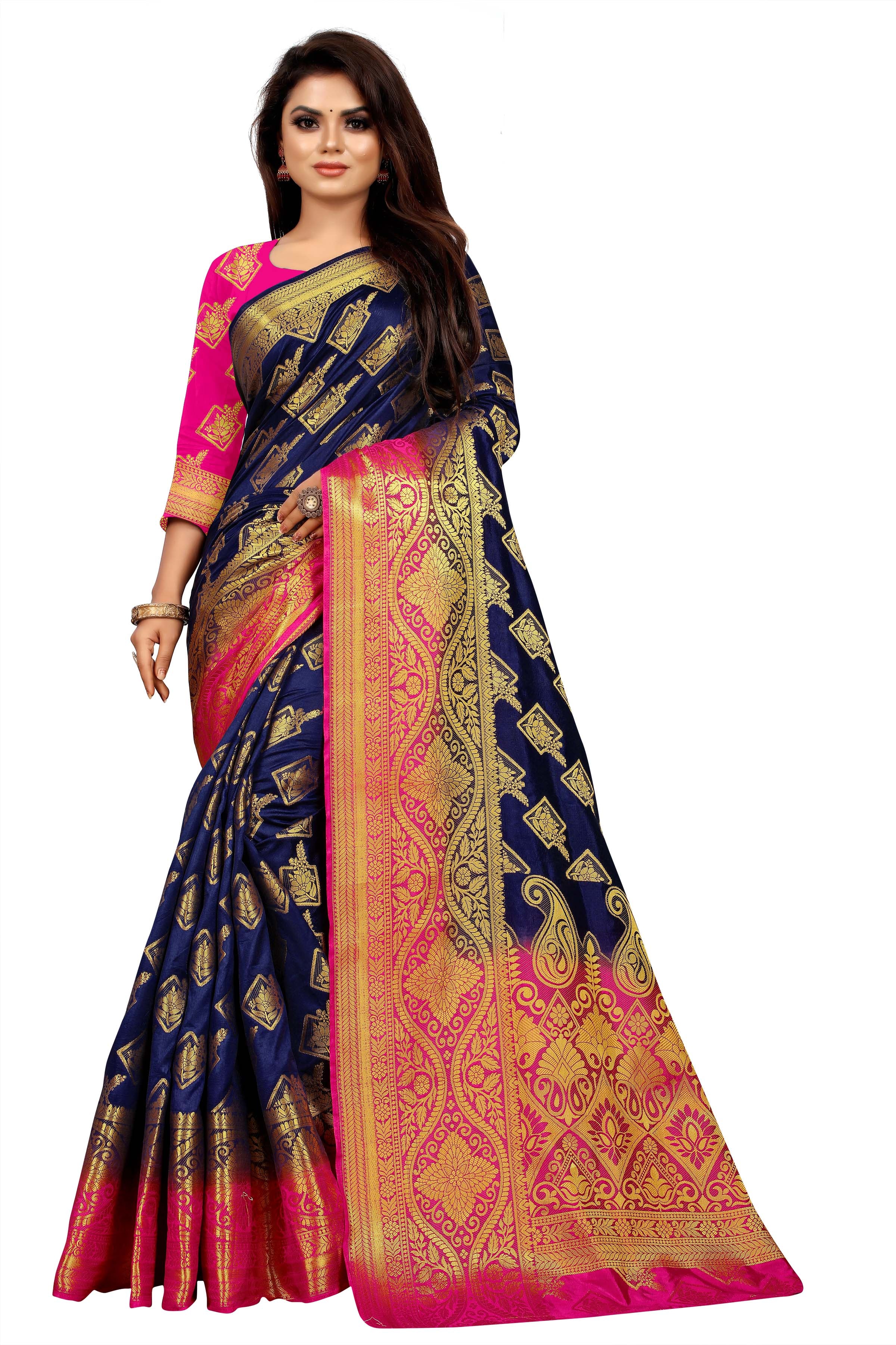 Women's Banarasi Silk Saree With Blouse Piece