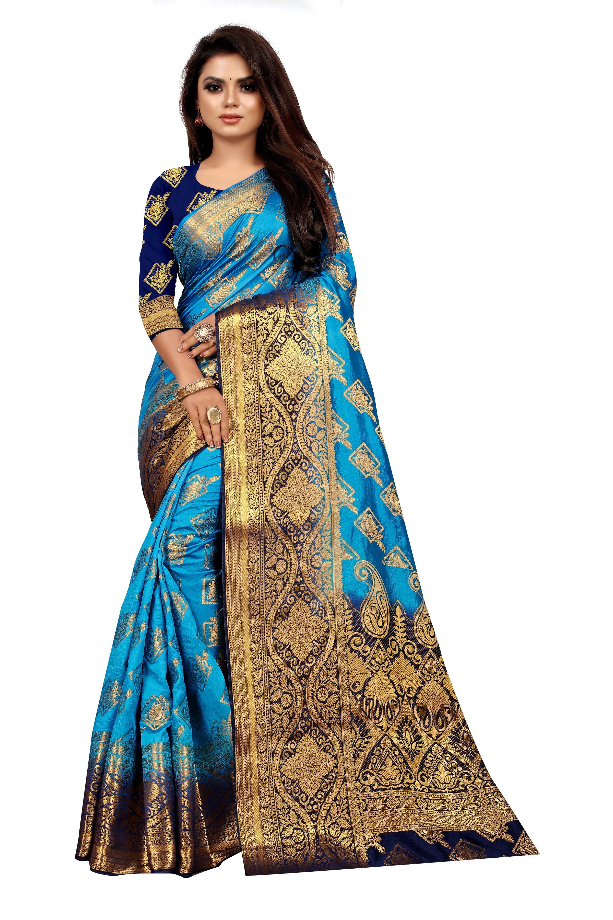 Women's Banarasi Silk Saree With Blouse Piece