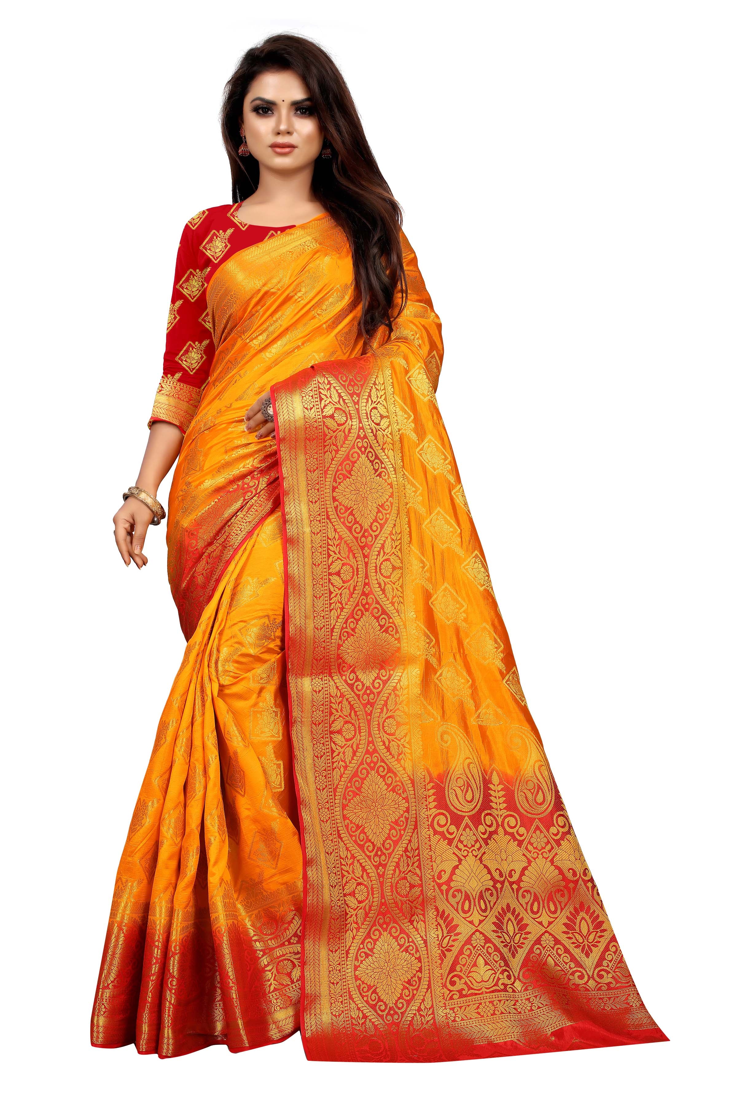 Women's Banarasi Silk Saree With Blouse Piece