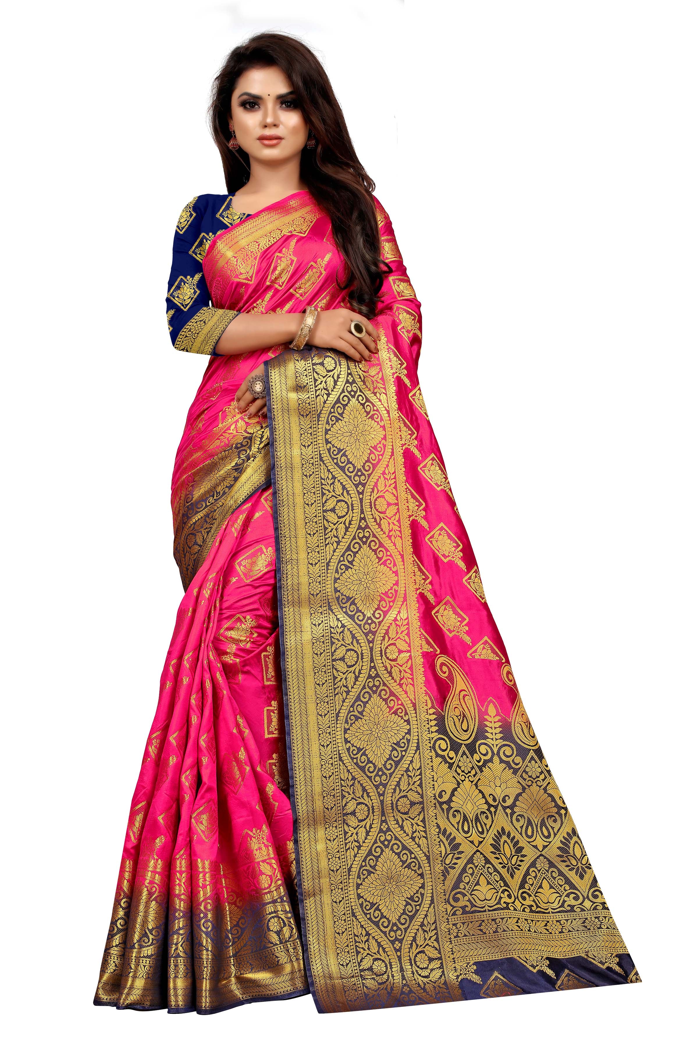 Women's Banarasi Silk Saree With Blouse Piece