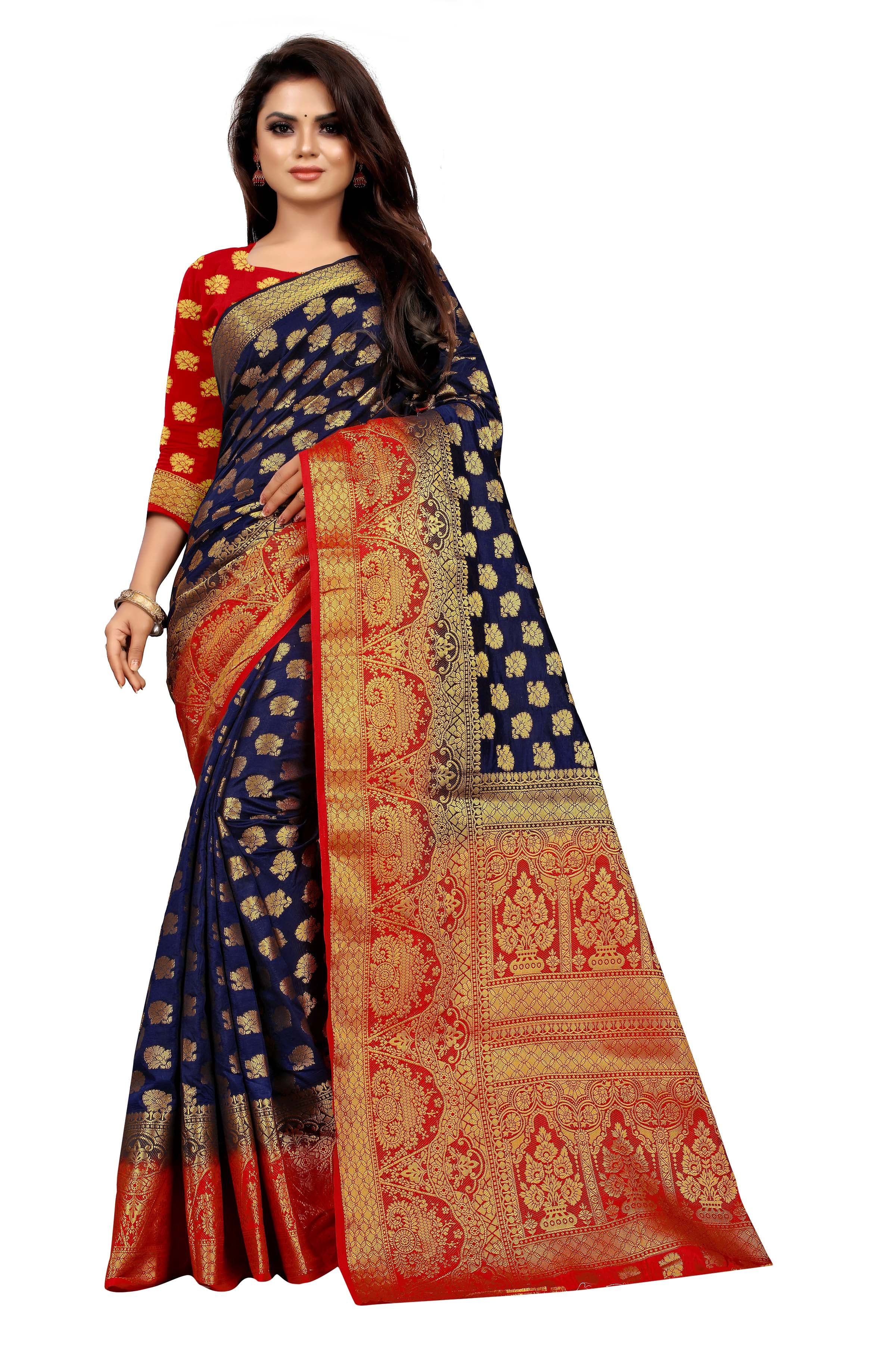 Women's Banarasi Silk Saree With Blouse Piece