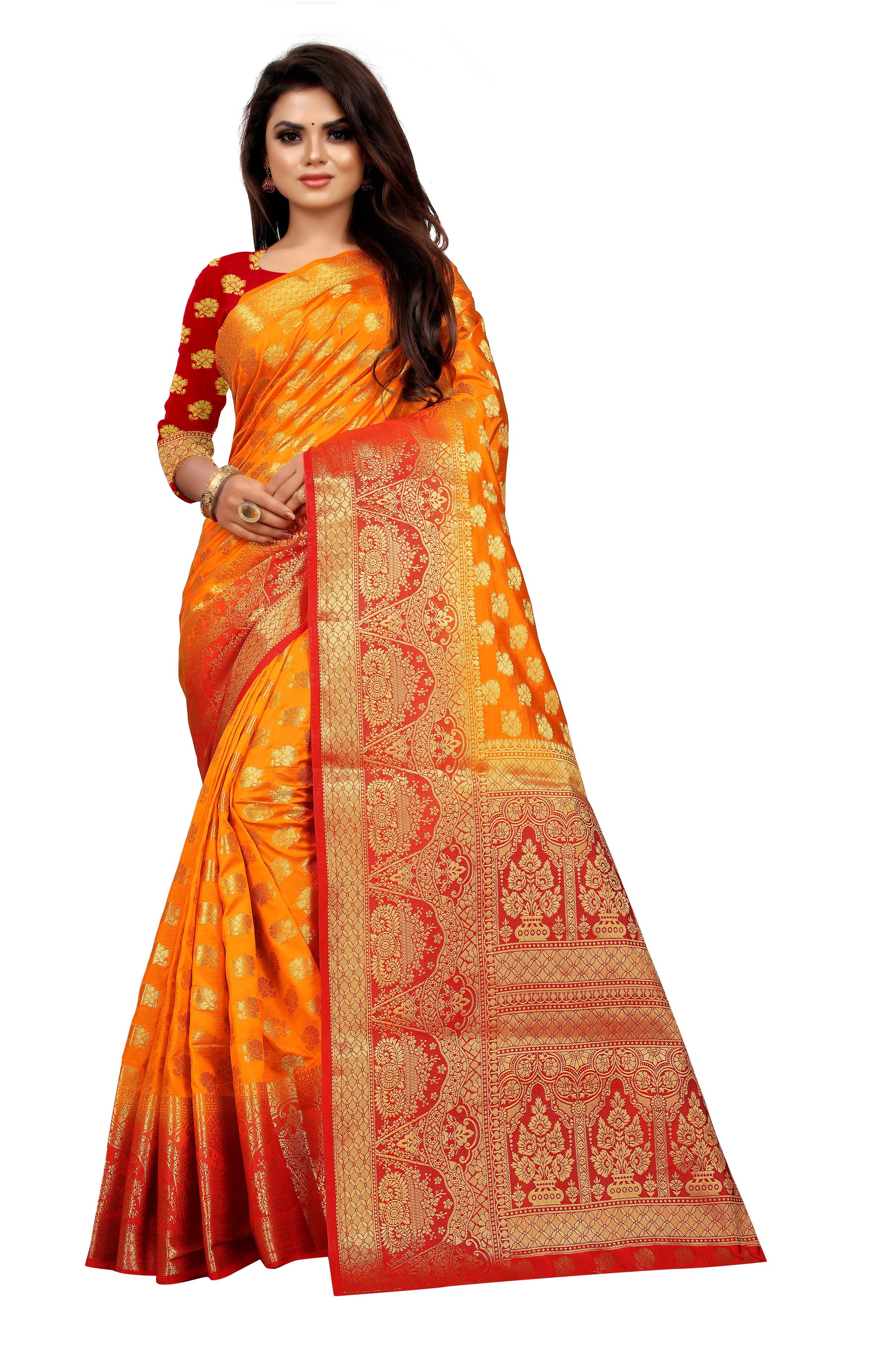 Women's Banarasi Silk Saree With Blouse Piece